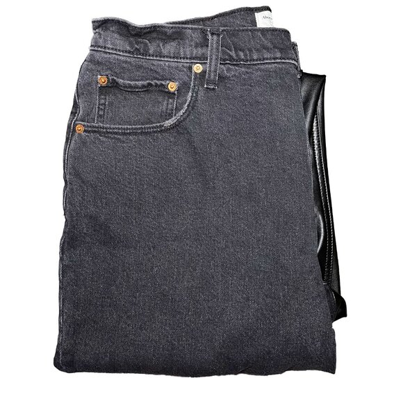 Abercrombie Women's Mixed Fabric Ultra High Rise 90s Straight Jean 14/33 Black - Picture 12 of 12